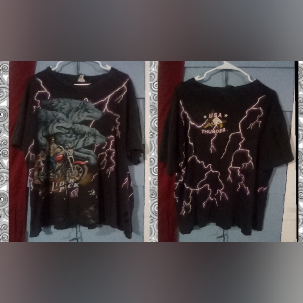 ⚡Vintage USA Thunder Leader of the Pack Wolf Shirt⚡